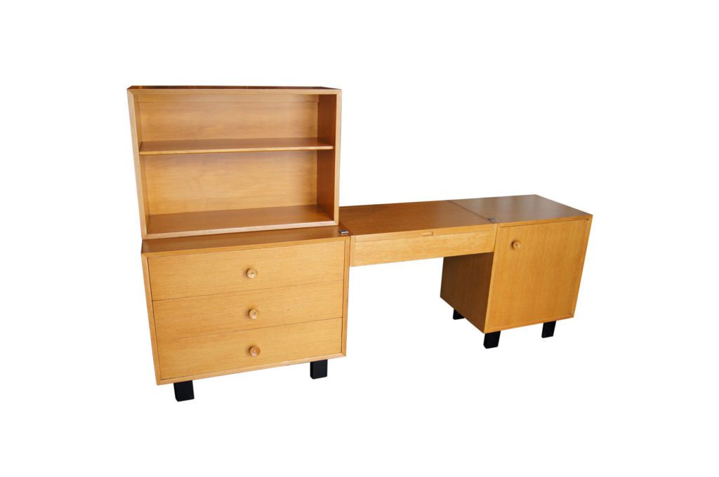 Oak Modular Storage Unit with Table/Desk Machine Age New England's