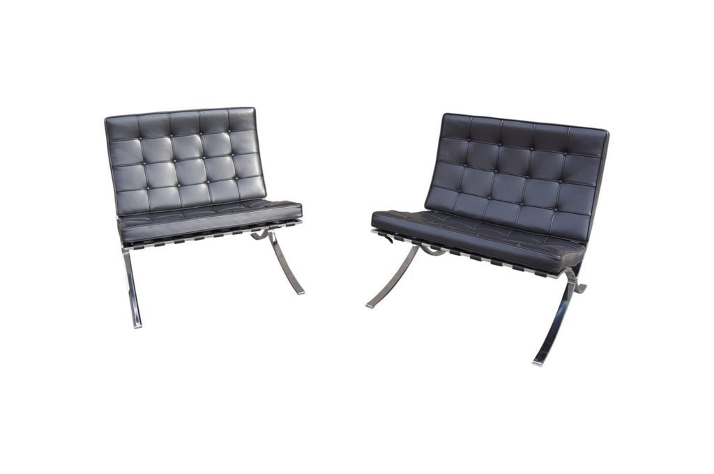 Pair Of Black Leather Barcelona Chairs Machine Age New England S   Barcelona Pair Of Black Chairs Silo 1024x680 